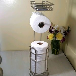Toilet Tissue Roll Dispenser and Storage Shelf